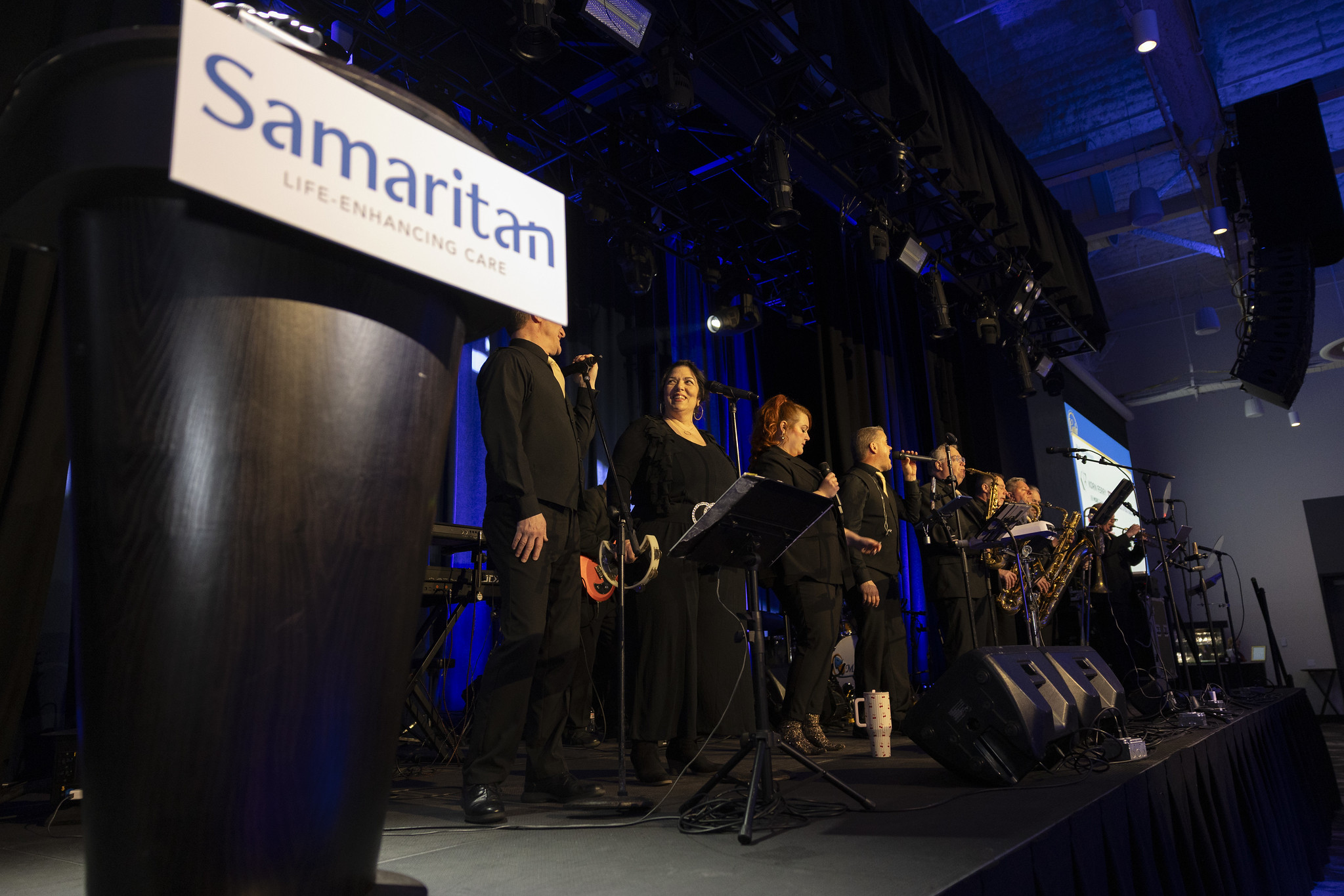 Masquerade wedding entertainment band in full performance